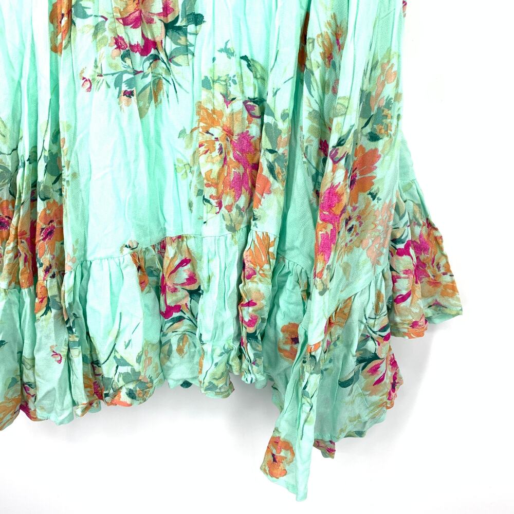 Torrid Cold Shoulder Smocked Tie Back A-Line Sundress Sz 3X Blue Floral Ruffle - Picture 4 of 6